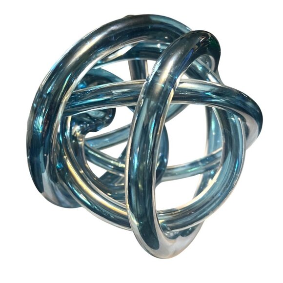 Large Blue Glass Abstract Twisted Endless Love Friendship Infinity Knot 7" - Picture 3 of 4